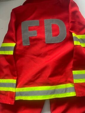 Kids Red FD Firefighter Costume with Reflective Trim size 4